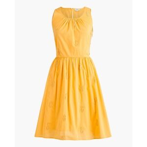J.Crew 16 Yellow Pineapple Mini Dress Embroidered Sleeveless Cotton Summer Prep
